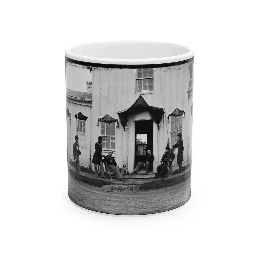 Arlington, Va. Capt. Nevins And Officers In Front Of Headquarters, Fort Whipple; Mourning Crepe Drawn Over Doors And Windows (U.S. Civil War) White Coffee Mug 11oz - Go Mug Yourself