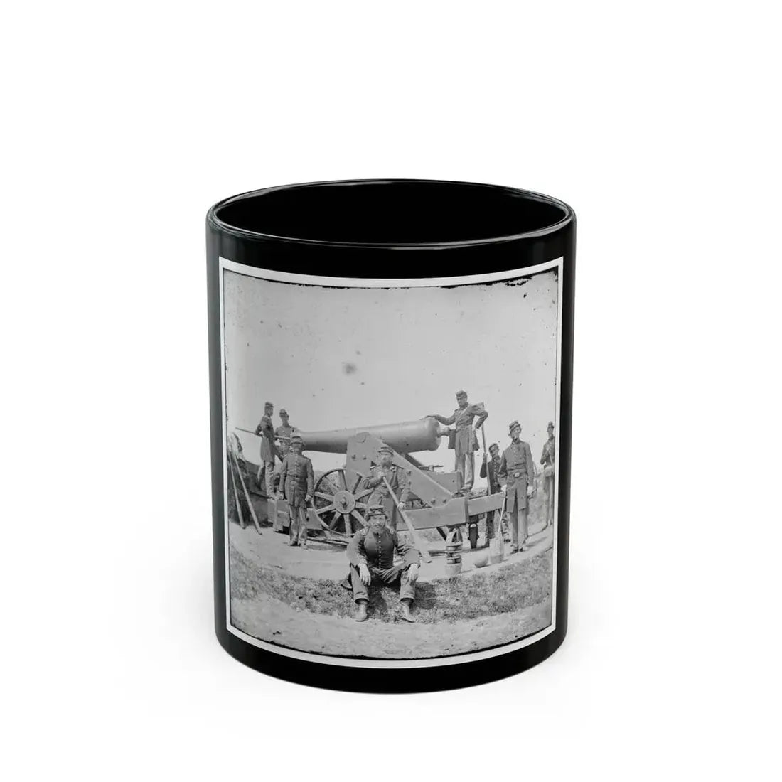 Arlington, Va.  Soldiers With 24-Pdr. Siege Gun On Wooden Barbette Carriage At Fort Corcoran (U.S. Civil War) Black Coffee Mug 11oz - Go Mug Yourself