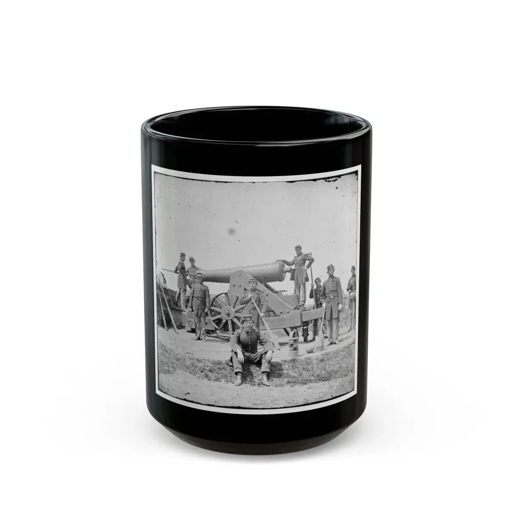 Arlington, Va.  Soldiers With 24-Pdr. Siege Gun On Wooden Barbette Carriage At Fort Corcoran (U.S. Civil War) Black Coffee Mug 15oz - Go Mug Yourself