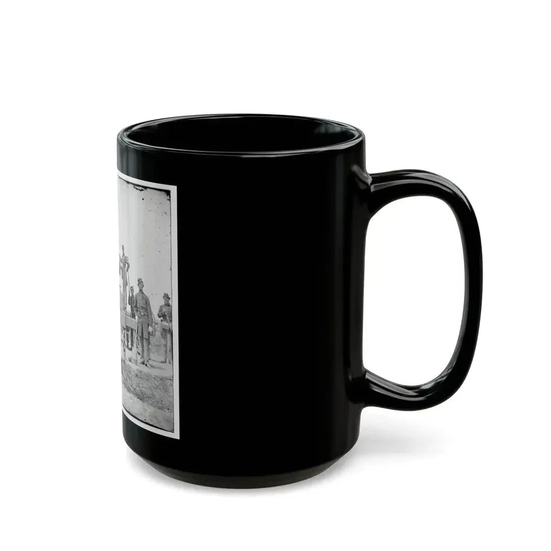 Arlington, Va.  Soldiers With 24-Pdr. Siege Gun On Wooden Barbette Carriage At Fort Corcoran (U.S. Civil War) Black Coffee Mug - Go Mug Yourself