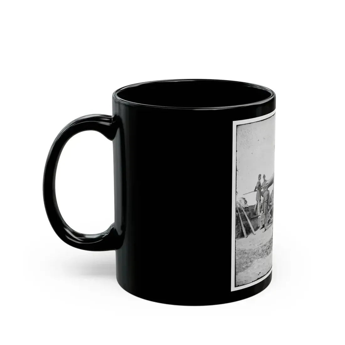 Arlington, Va.  Soldiers With 24-Pdr. Siege Gun On Wooden Barbette Carriage At Fort Corcoran (U.S. Civil War) Black Coffee Mug - Go Mug Yourself