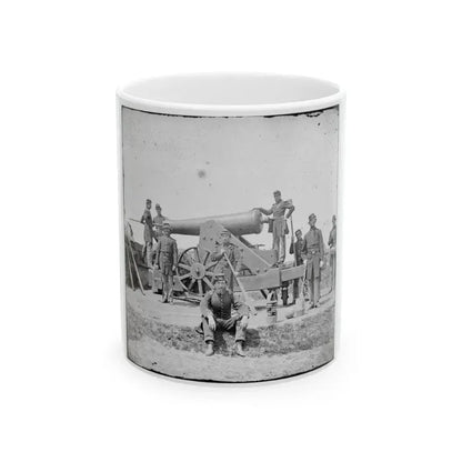 Arlington, Va.  Soldiers With 24-Pdr. Siege Gun On Wooden Barbette Carriage At Fort Corcoran (U.S. Civil War) White Coffee Mug 11oz - Go Mug Yourself