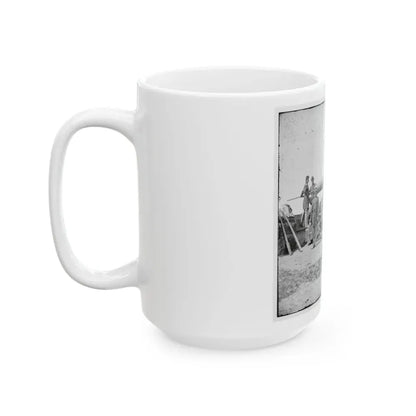 Arlington, Va.  Soldiers With 24-Pdr. Siege Gun On Wooden Barbette Carriage At Fort Corcoran (U.S. Civil War) White Coffee Mug - Go Mug Yourself