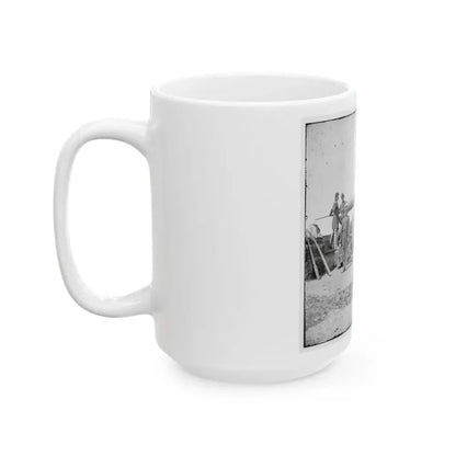 Arlington, Va.  Soldiers With 24-Pdr. Siege Gun On Wooden Barbette Carriage At Fort Corcoran (U.S. Civil War) White Coffee Mug - Go Mug Yourself