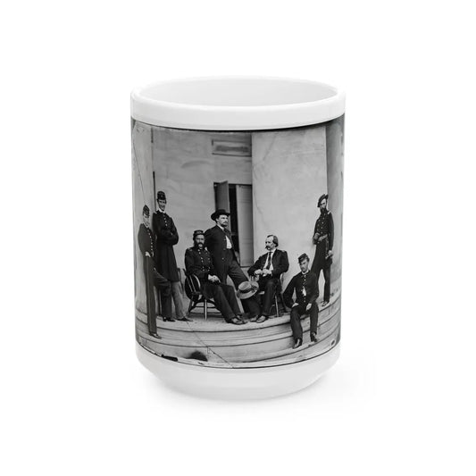 Arlington, Va. Brig. Gen. Gustavus A. Derussey (Third From Left) And Staff On Portico Of Arlington House (U.S. Civil War) White Coffee Mug-15oz-Go Mug Yourself
