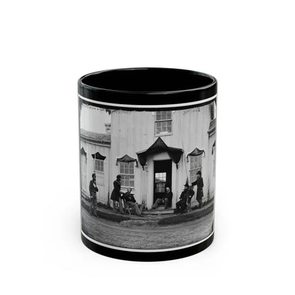 Arlington, Va. Capt. Nevins And Officers In Front Of Headquarters, Fort Whipple; Mourning Crepe Drawn Over Doors And Windows (U.S. Civil War) Black Coffee Mug-11oz-Go Mug Yourself