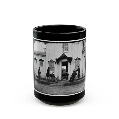 Arlington, Va. Capt. Nevins And Officers In Front Of Headquarters, Fort Whipple; Mourning Crepe Drawn Over Doors And Windows (U.S. Civil War) Black Coffee Mug-15oz-Go Mug Yourself