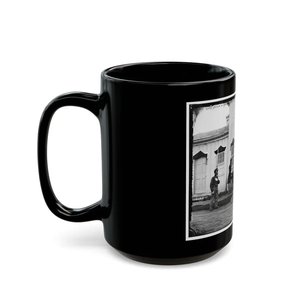 Arlington, Va. Capt. Nevins And Officers In Front Of Headquarters, Fort Whipple; Mourning Crepe Drawn Over Doors And Windows (U.S. Civil War) Black Coffee Mug-Go Mug Yourself