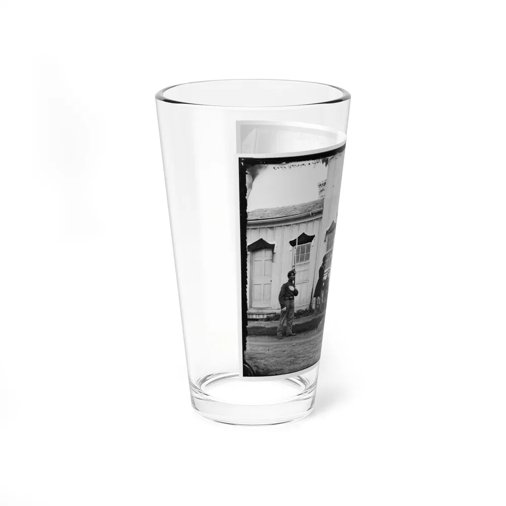 Arlington, Va. Capt. Nevins And Officers In Front Of Headquarters, Fort Whipple; Mourning Crepe Drawn Over Doors And Windows (U.S. Civil War) Pint Glass 16oz-Go Mug Yourself