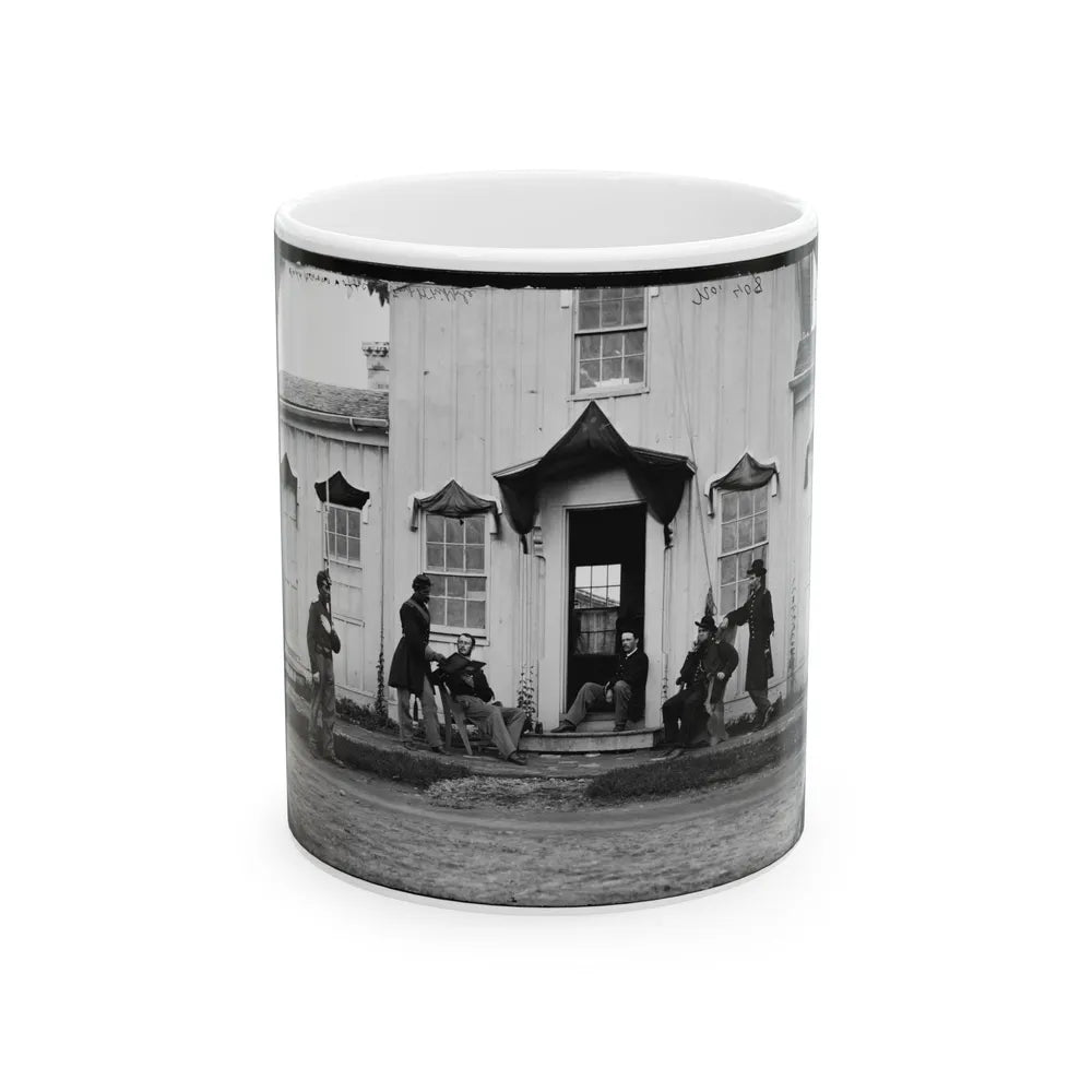 Arlington, Va. Capt. Nevins And Officers In Front Of Headquarters, Fort Whipple; Mourning Crepe Drawn Over Doors And Windows (U.S. Civil War) White Coffee Mug-11oz-Go Mug Yourself