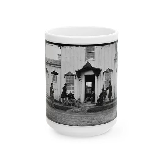 Arlington, Va. Capt. Nevins And Officers In Front Of Headquarters, Fort Whipple; Mourning Crepe Drawn Over Doors And Windows (U.S. Civil War) White Coffee Mug-15oz-Go Mug Yourself