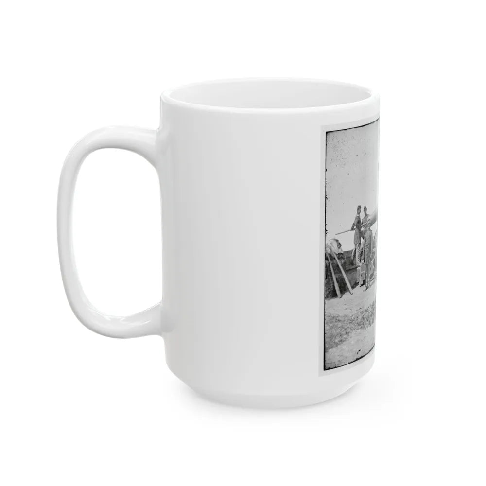 Arlington, Va. Soldiers With 24-Pdr. Siege Gun On Wooden Barbette Carriage At Fort Corcoran (U.S. Civil War) White Coffee Mug-Go Mug Yourself