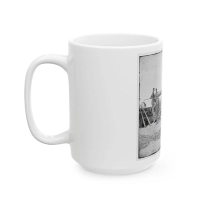 Arlington, Va. Soldiers With 24-Pdr. Siege Gun On Wooden Barbette Carriage At Fort Corcoran (U.S. Civil War) White Coffee Mug-Go Mug Yourself