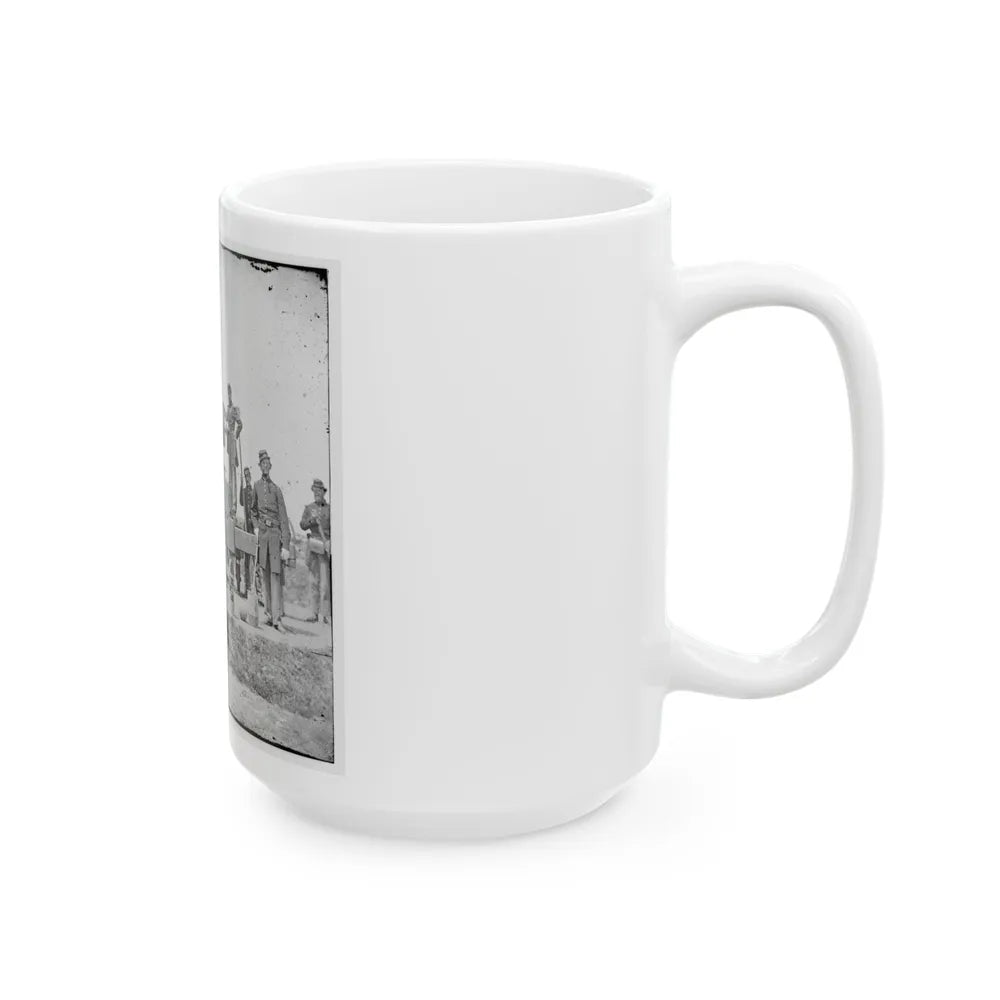 Arlington, Va. Soldiers With 24-Pdr. Siege Gun On Wooden Barbette Carriage At Fort Corcoran (U.S. Civil War) White Coffee Mug-Go Mug Yourself