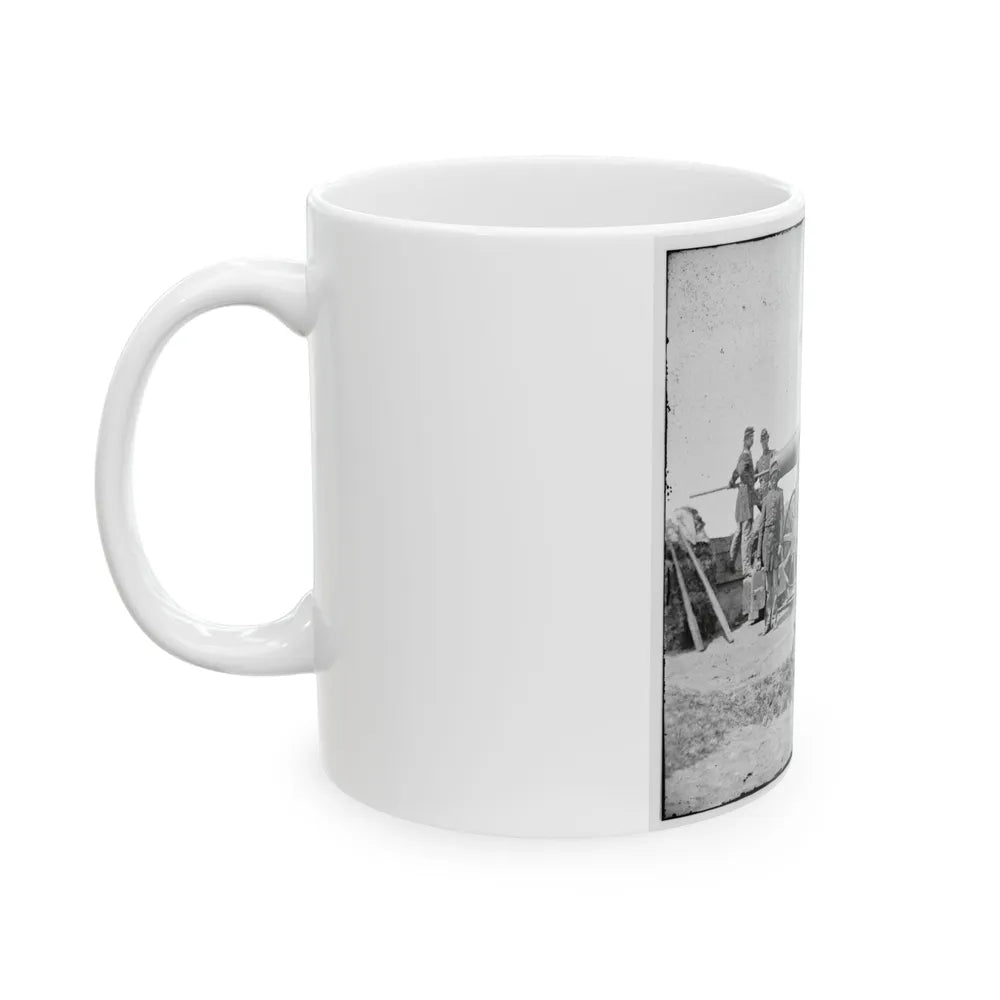 Arlington, Va. Soldiers With 24-Pdr. Siege Gun On Wooden Barbette Carriage At Fort Corcoran (U.S. Civil War) White Coffee Mug-Go Mug Yourself