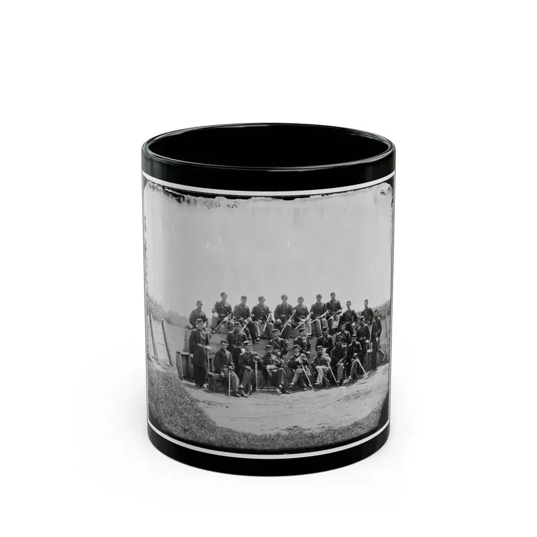 Arlington, Virginia. Col. William H. Telford And Officers, 50th Regiment Pennsylvania Infantry At Fort Craig (U.S. Civil War) Black Coffee Mug 11oz - Go Mug Yourself