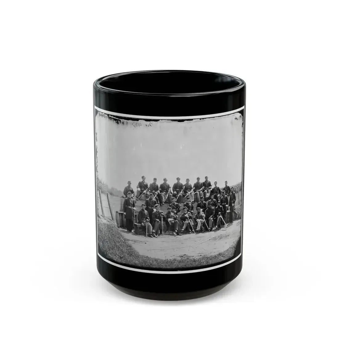 Arlington, Virginia. Col. William H. Telford And Officers, 50th Regiment Pennsylvania Infantry At Fort Craig (U.S. Civil War) Black Coffee Mug 15oz - Go Mug Yourself