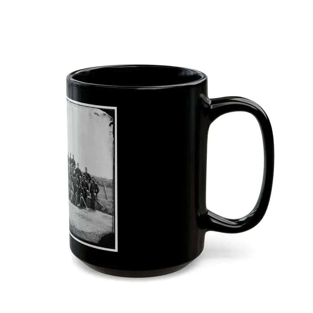 Arlington, Virginia. Col. William H. Telford And Officers, 50th Regiment Pennsylvania Infantry At Fort Craig (U.S. Civil War) Black Coffee Mug - Go Mug Yourself