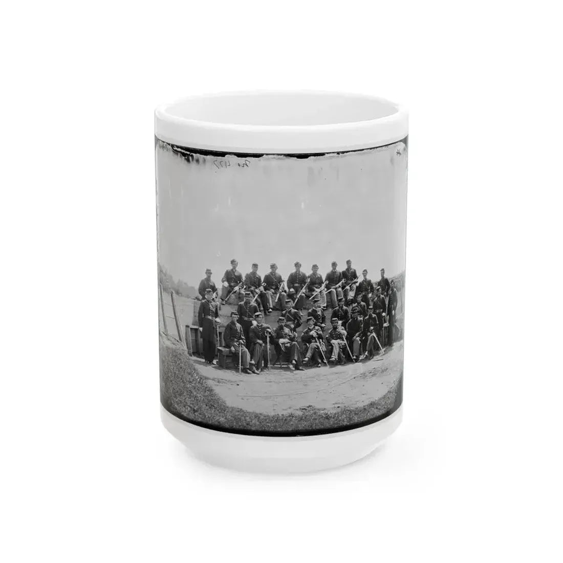 Arlington, Virginia. Col. William H. Telford And Officers, 50th Regiment Pennsylvania Infantry At Fort Craig (U.S. Civil War) White Coffee Mug 15oz - Go Mug Yourself
