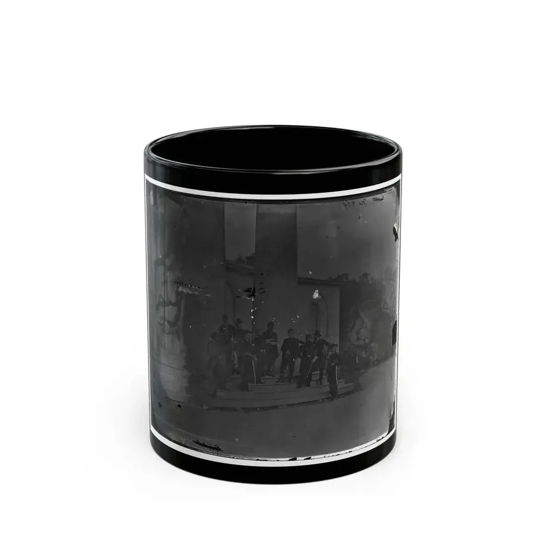 Arlington, Virginia. Gen. Samuel P. Heintzleman And Staff On Portico Of Arlington House (U.S. Civil War) Black Coffee Mug 11oz - Go Mug Yourself