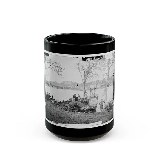 Arlington, Virginia. Georgetown Aqueduct From Virginia Side Of Potomac With Georgetown University In Background (U.S. Civil War) Black Coffee Mug 15oz - Go Mug Yourself