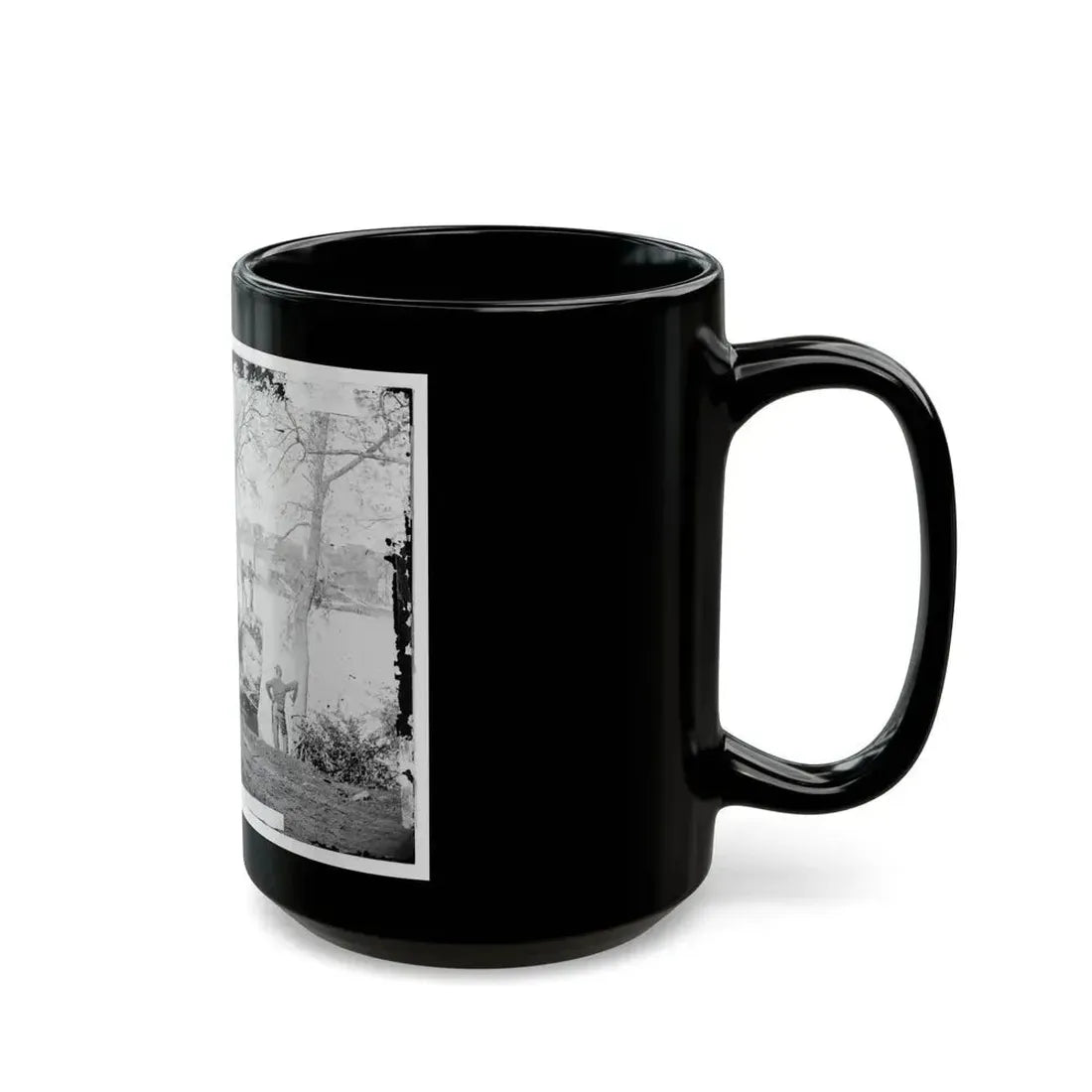Arlington, Virginia. Georgetown Aqueduct From Virginia Side Of Potomac With Georgetown University In Background (U.S. Civil War) Black Coffee Mug - Go Mug Yourself