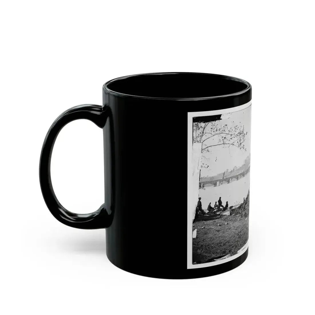 Arlington, Virginia. Georgetown Aqueduct From Virginia Side Of Potomac With Georgetown University In Background (U.S. Civil War) Black Coffee Mug - Go Mug Yourself