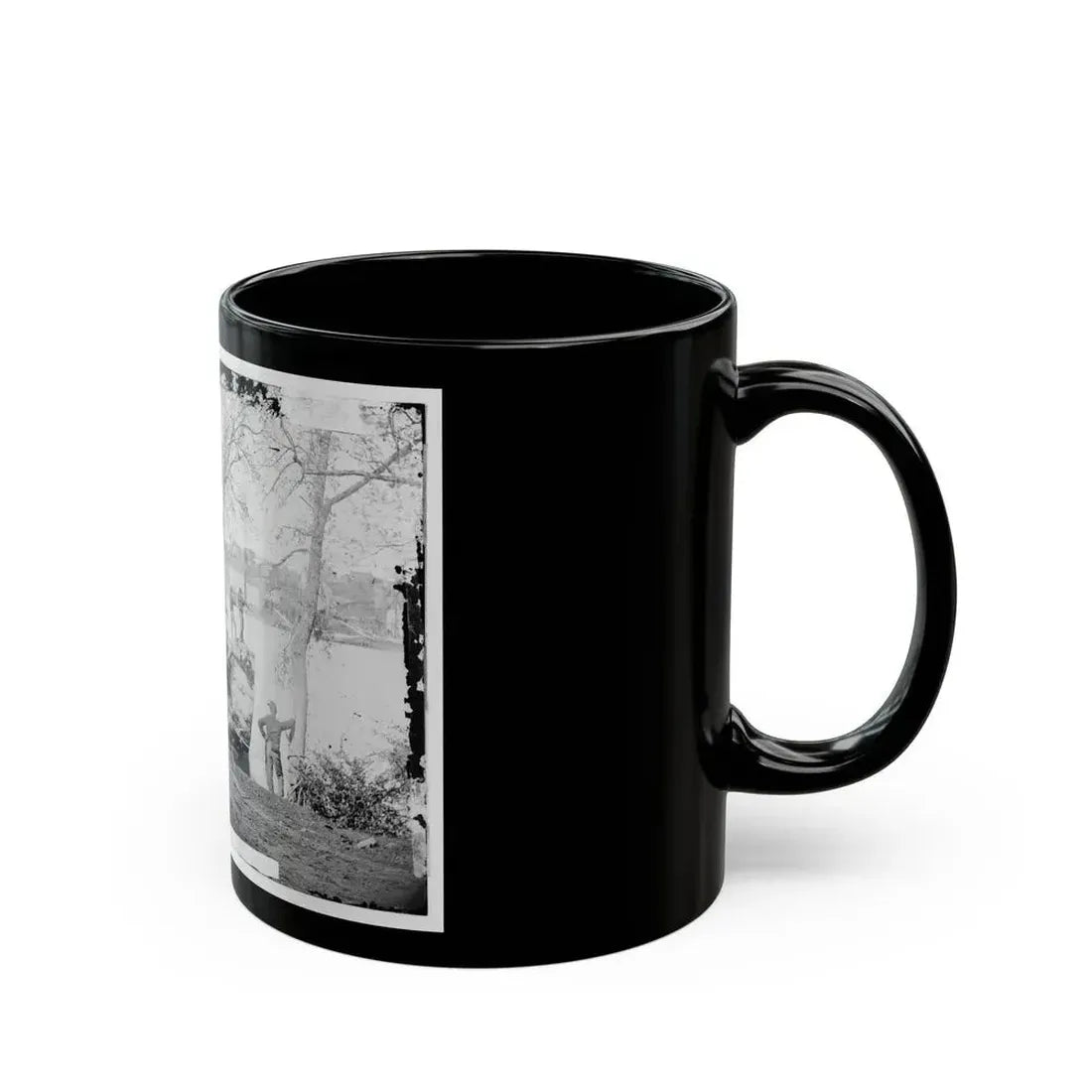 Arlington, Virginia. Georgetown Aqueduct From Virginia Side Of Potomac With Georgetown University In Background (U.S. Civil War) Black Coffee Mug - Go Mug Yourself