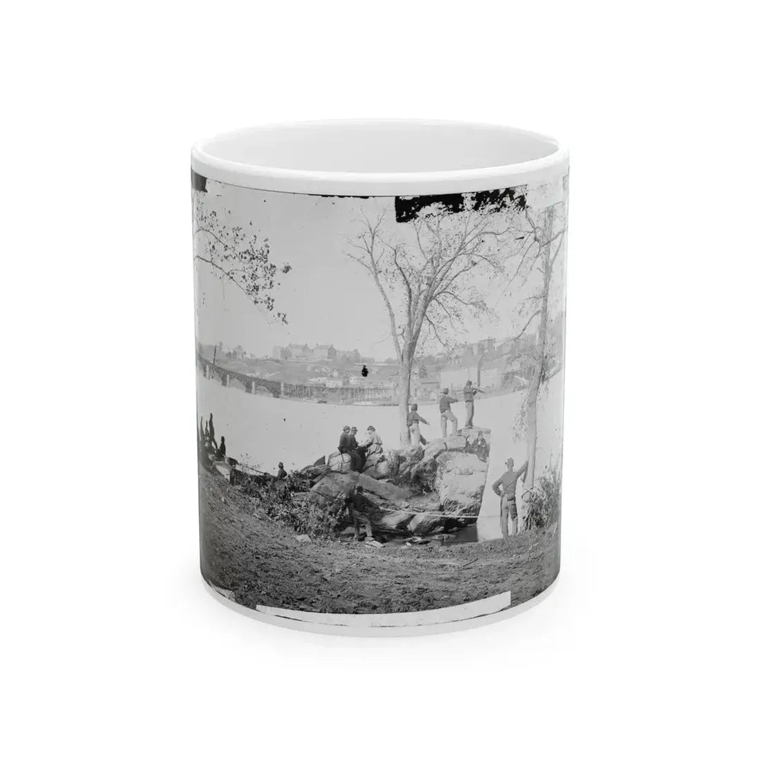 Arlington, Virginia. Georgetown Aqueduct From Virginia Side Of Potomac With Georgetown University In Background (U.S. Civil War) White Coffee Mug 11oz - Go Mug Yourself