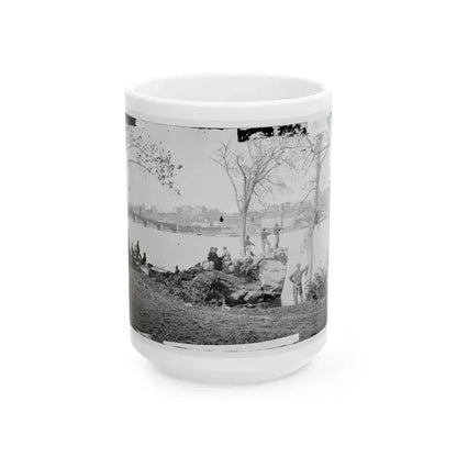 Arlington, Virginia. Georgetown Aqueduct From Virginia Side Of Potomac With Georgetown University In Background (U.S. Civil War) White Coffee Mug 15oz - Go Mug Yourself