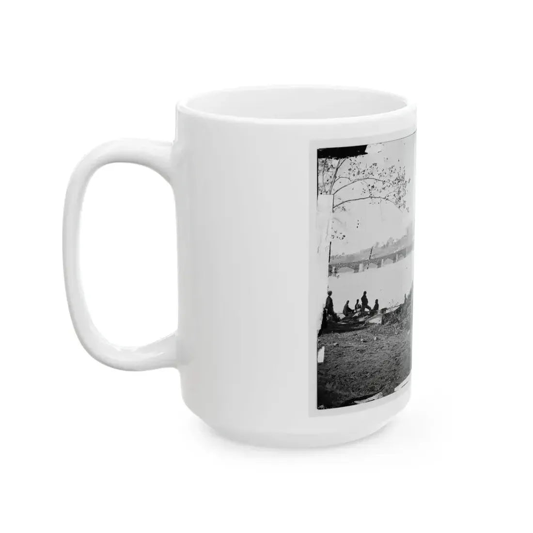 Arlington, Virginia. Georgetown Aqueduct From Virginia Side Of Potomac With Georgetown University In Background (U.S. Civil War) White Coffee Mug - Go Mug Yourself
