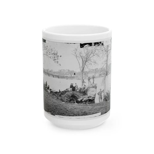 Arlington, Virginia. Georgetown Aqueduct From Virginia Side Of Potomac With Georgetown University In Background (U.S. Civil War) White Coffee Mug-15oz-Go Mug Yourself