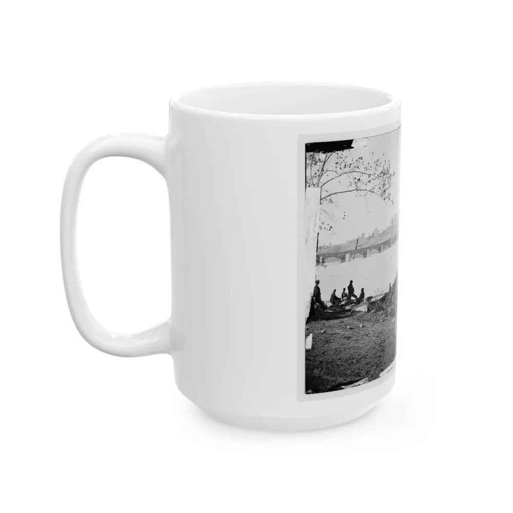 Arlington, Virginia. Georgetown Aqueduct From Virginia Side Of Potomac With Georgetown University In Background (U.S. Civil War) White Coffee Mug-Go Mug Yourself