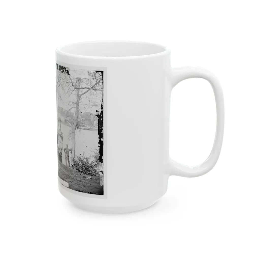 Arlington, Virginia. Georgetown Aqueduct From Virginia Side Of Potomac With Georgetown University In Background (U.S. Civil War) White Coffee Mug-Go Mug Yourself