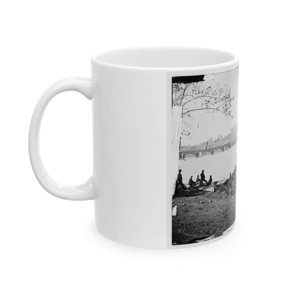 Arlington, Virginia. Georgetown Aqueduct From Virginia Side Of Potomac With Georgetown University In Background (U.S. Civil War) White Coffee Mug-Go Mug Yourself