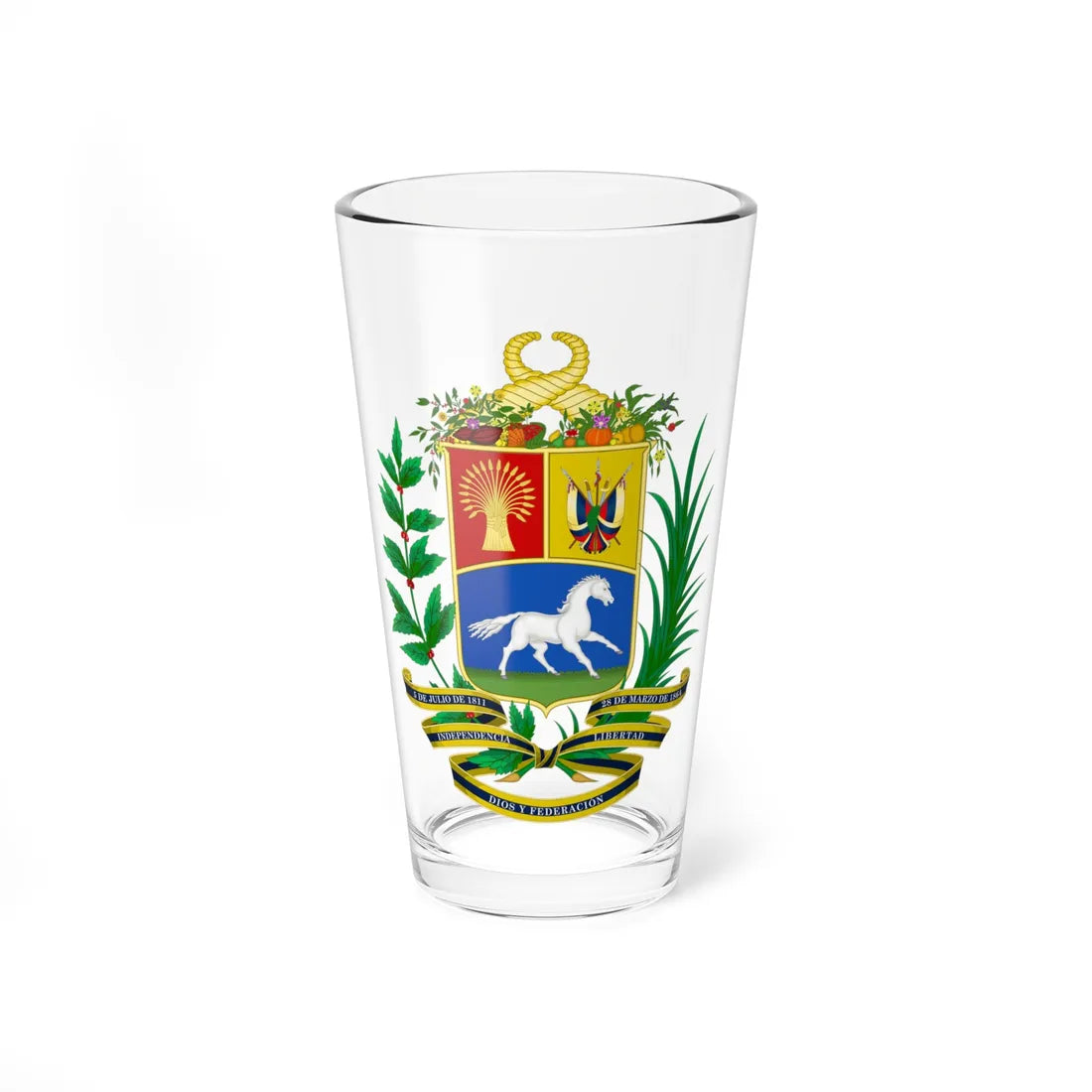Armas de la República de Venezuela 1863 1905 (Venezuela) (Coat of Arms) Pint Glass 16oz 16oz - Go Mug Yourself