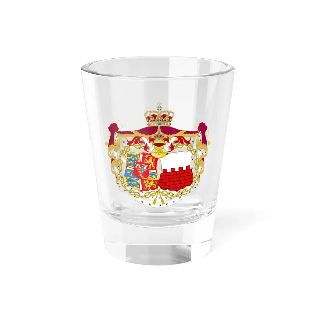 Armoiries d Anne-Sophie de Reventlow (Denmark) (Coat of Arms) Shot Glass 1.5oz 1.5oz - Go Mug Yourself