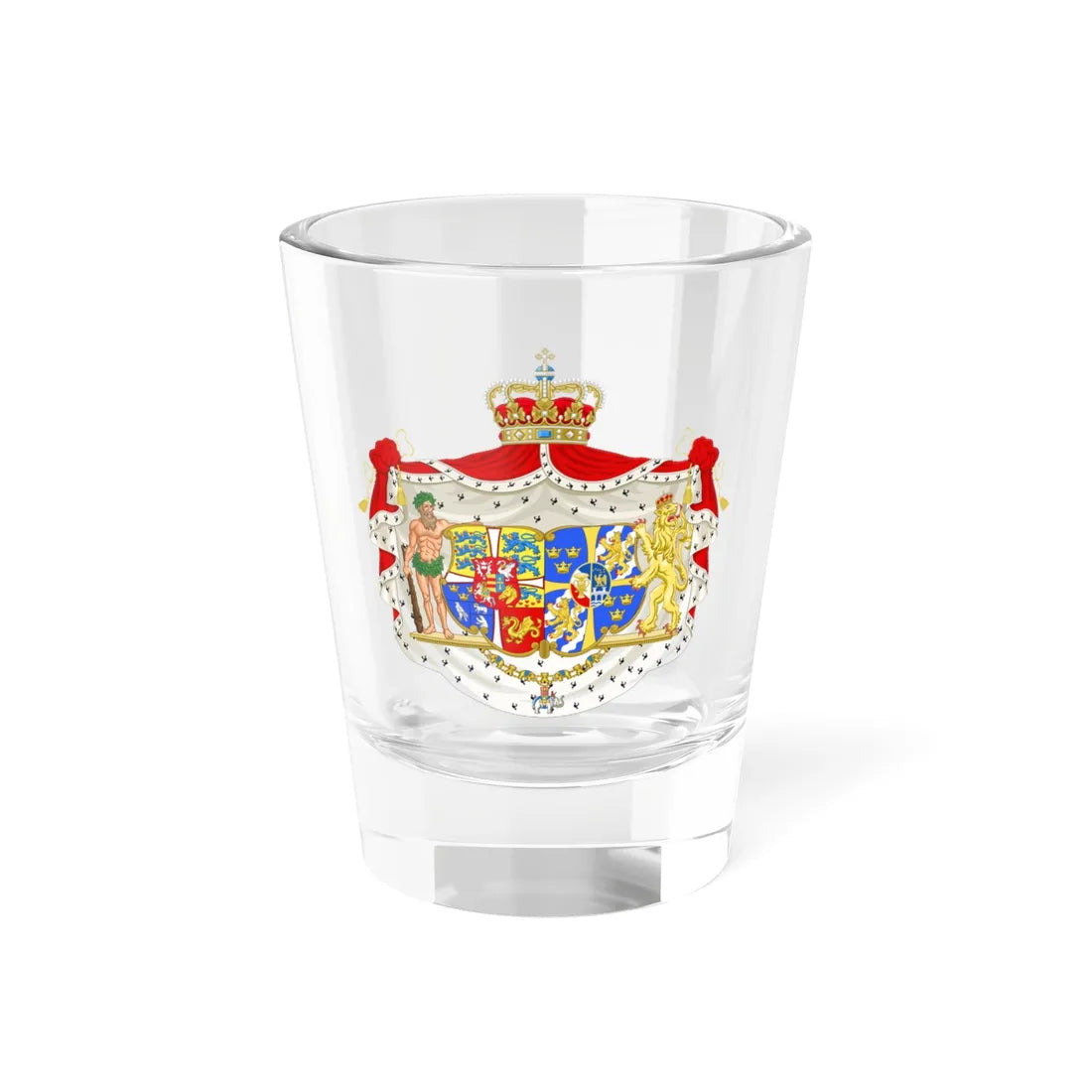 Armoiries de la reine Ingrid de Danemark (Denmark) (Coat of Arms) Shot Glass 1.5oz 1.5oz - Go Mug Yourself