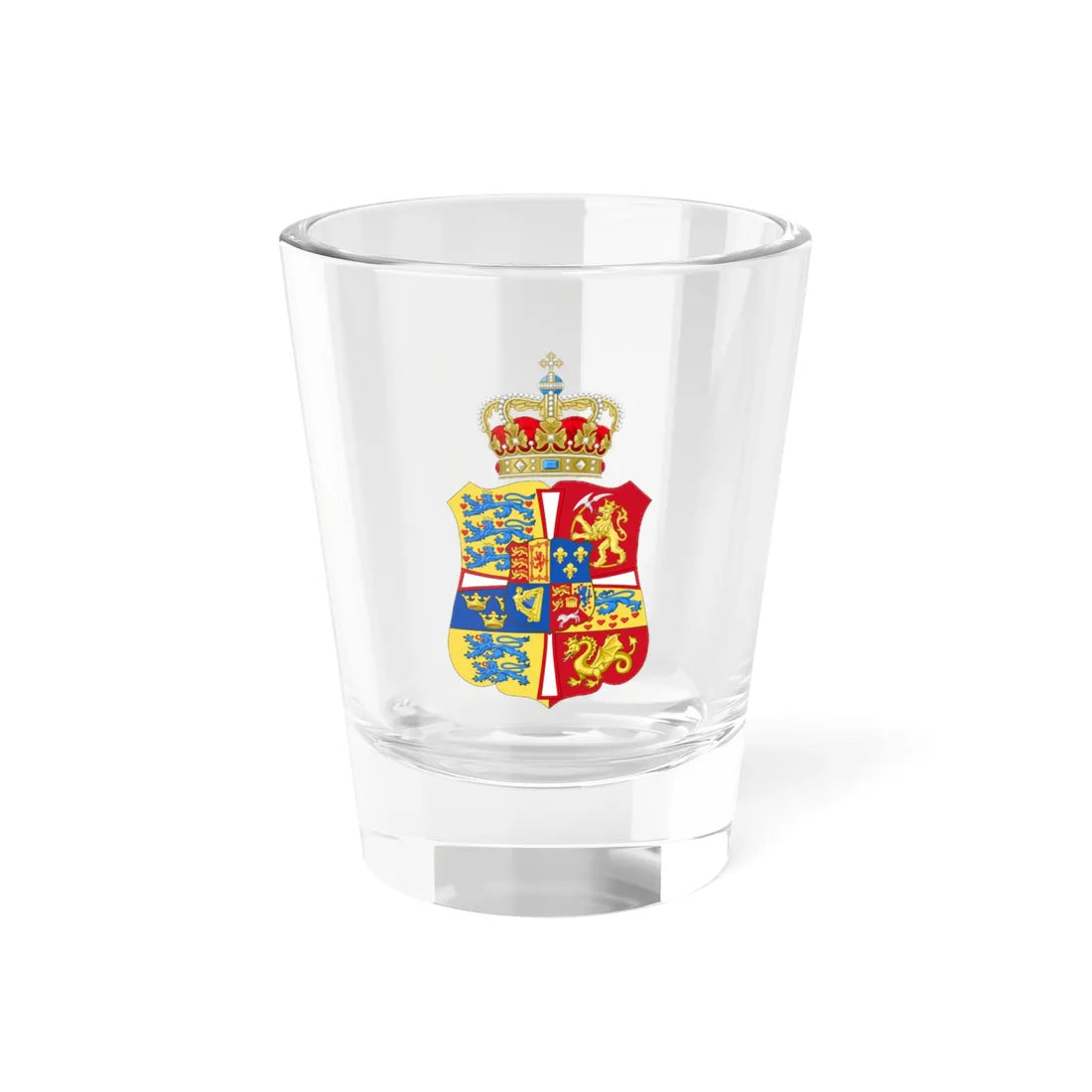Armoiries de Louise et Caroline Mathilde de Grande Bretagne reine Danemark et Norvège (Denmark) (Coat of Arms) Shot Glass 1.5oz - Go Mug Yourself