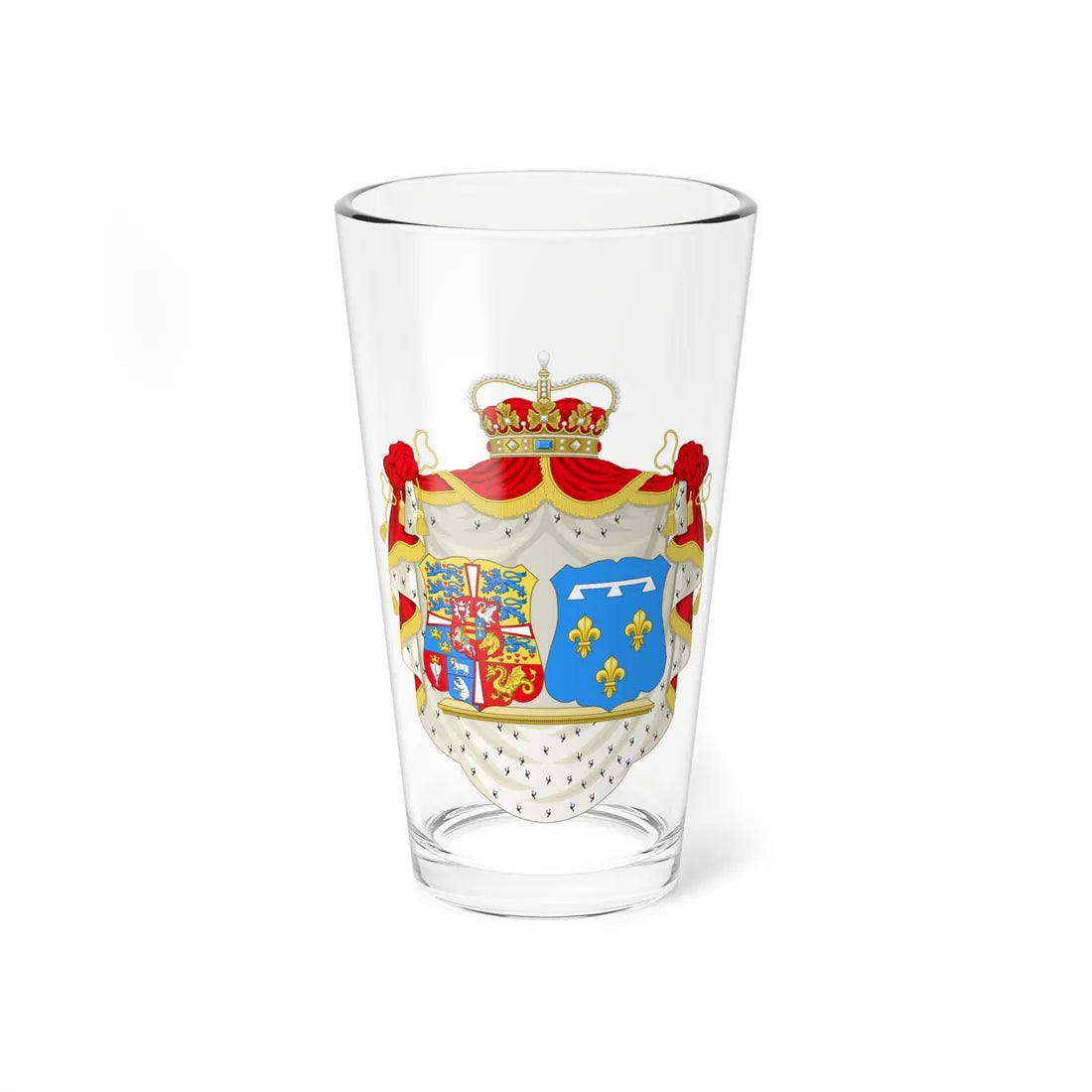Armoiries de Marie dOrléans princesse de Danemark (Denmark) (Coat of Arms) Pint Glass 16oz - Go Mug Yourself