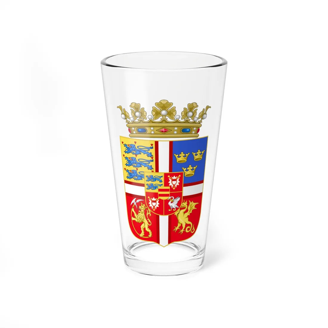 Armoiries du Roi Jean Ier de Danemark (Denmark) (Coat of Arms) Pint Glass 16oz - Go Mug Yourself