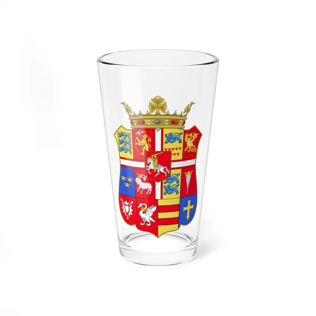 Armoiries Fréderic II du Danemark simple (Denmark) (Coat of Arms) Pint Glass 16oz 16oz - Go Mug Yourself