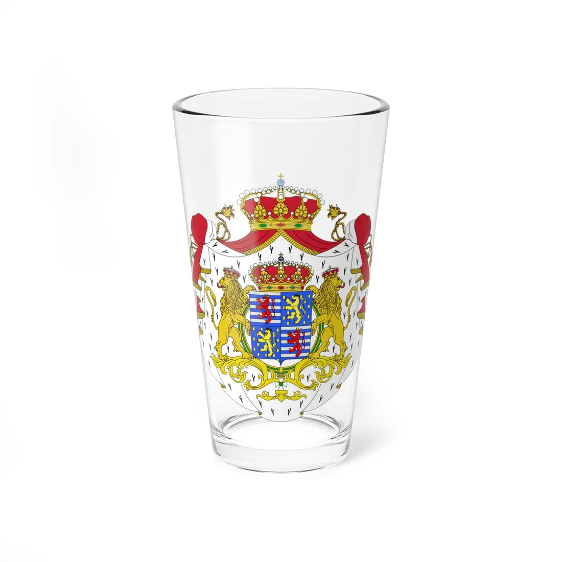 Armoiries Luxembourg-Nassau avec ornements (Luxembourg) (Coat of Arms) Pint Glass 16oz 16oz - Go Mug Yourself