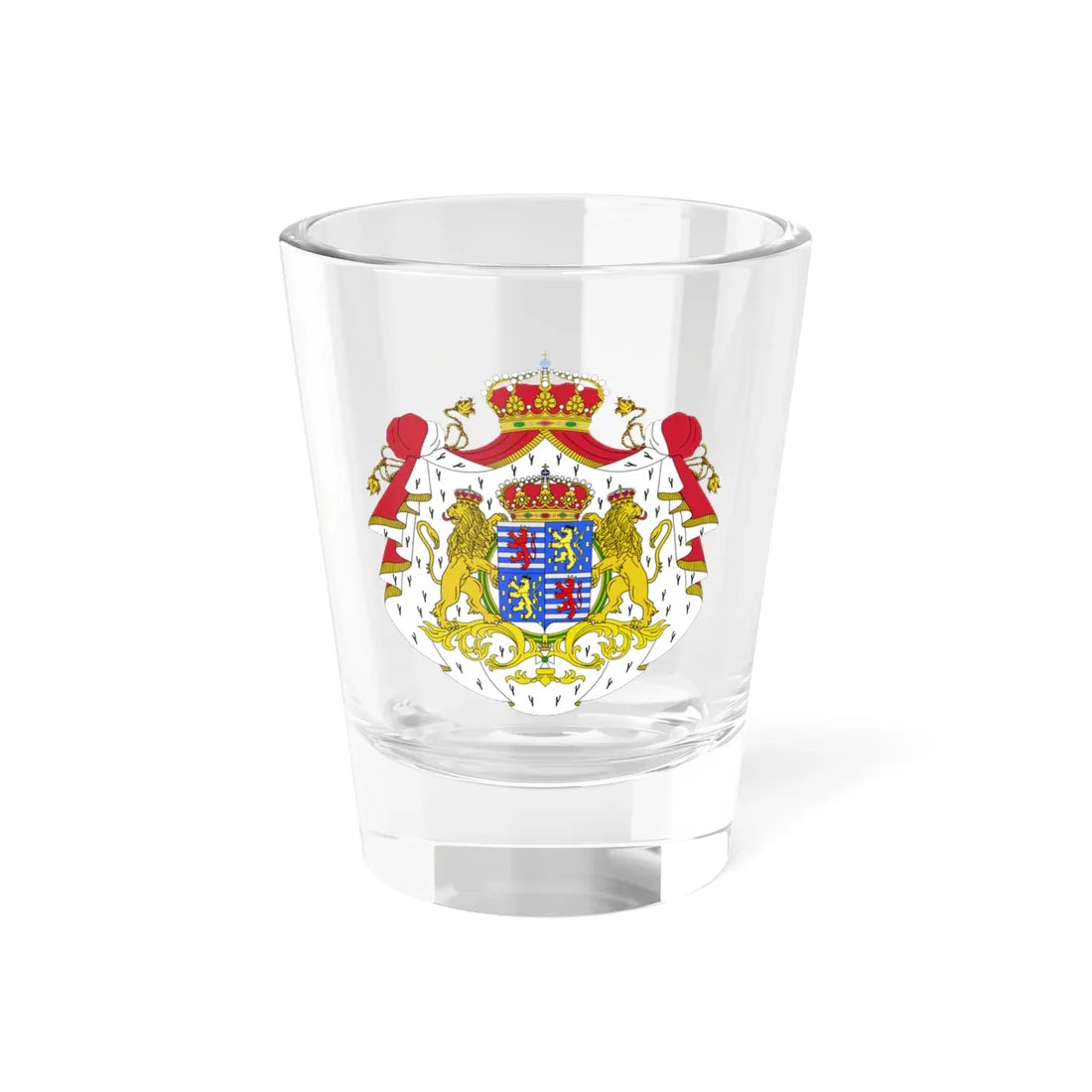 Armoiries Luxembourg-Nassau avec ornements (Luxembourg) (Coat of Arms) Shot Glass 1.5oz 1.5oz - Go Mug Yourself