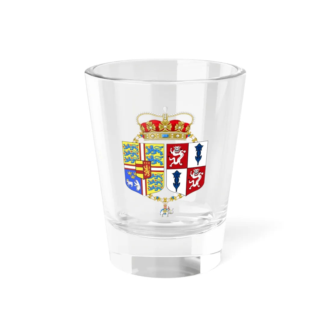 Armoiries Princesse Alexandra Danemark1995-2005 (Denmark) (Coat of Arms) Shot Glass 1.5oz 1.5oz - Go Mug Yourself