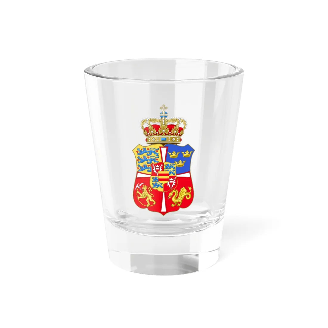 Armoiries Royaumes de Norvège Danemark et Suède 1460-1523 (Sweden) (Coat of Arms) Shot Glass 1.5oz 1.5oz - Go Mug Yourself