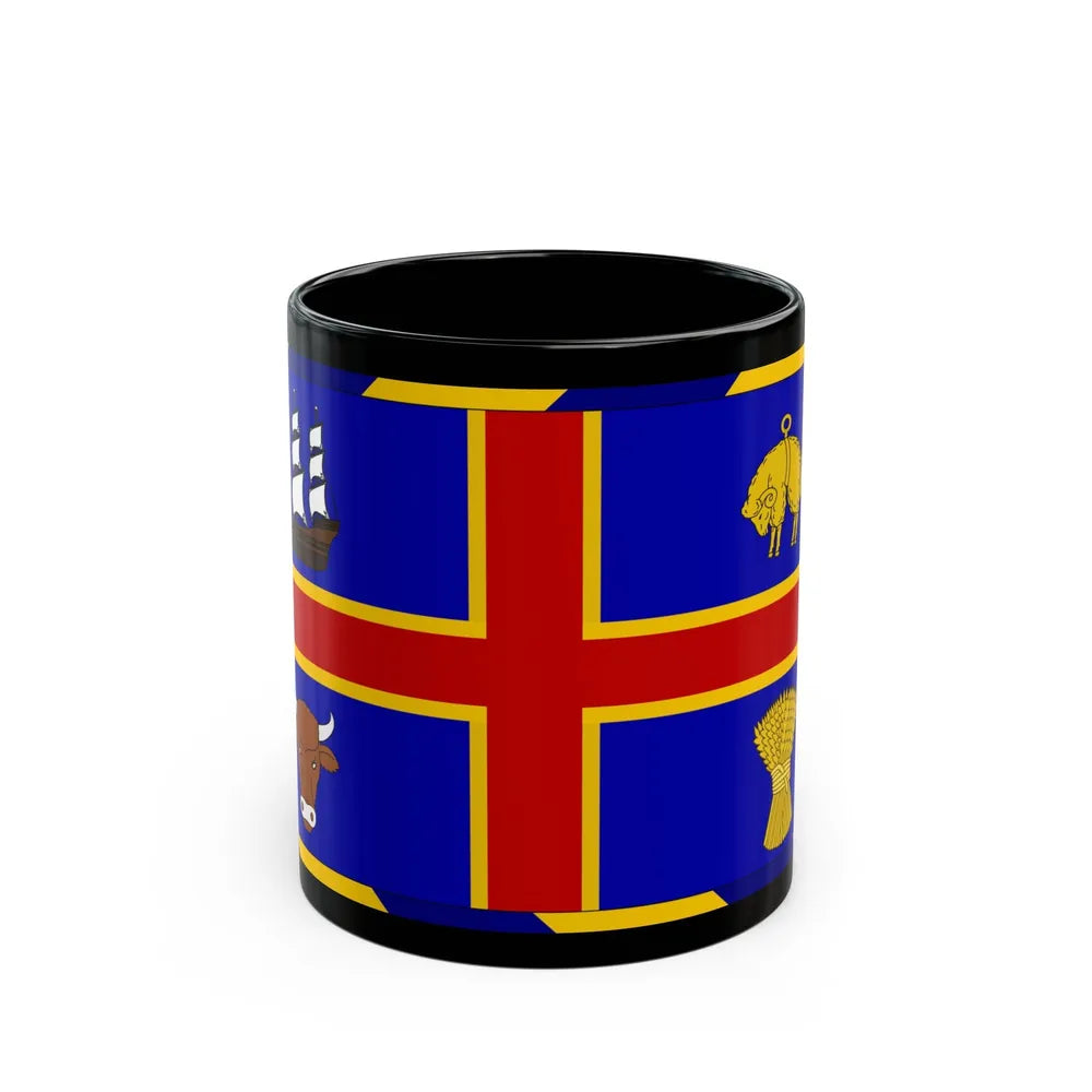 Armorial Flag of the City of Adelaide Australia - Black Coffee Mug-11oz-Go Mug Yourself