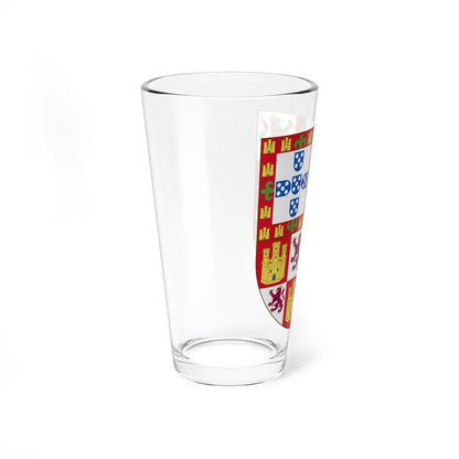 Arms of Afonso V of Portugal as claimant King of Castile (Portugal) (Coat of Arms) Pint Glass 16oz - Go Mug Yourself