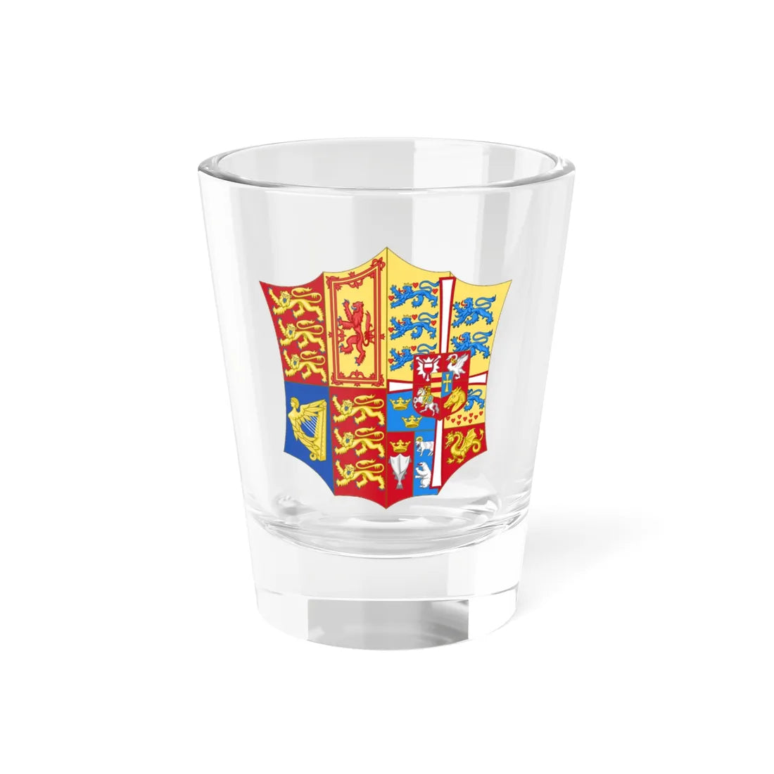 Arms of Alexandra of Denmark (Denmark) (Coat of Arms) Shot Glass 1.5oz 1.5oz - Go Mug Yourself