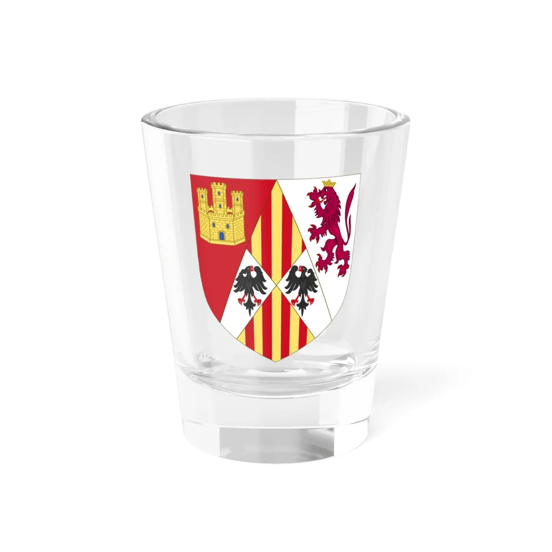 Arms of Alonso of Aragon (Spain) (Coat of Arms) Shot Glass 1.5oz 1.5oz - Go Mug Yourself